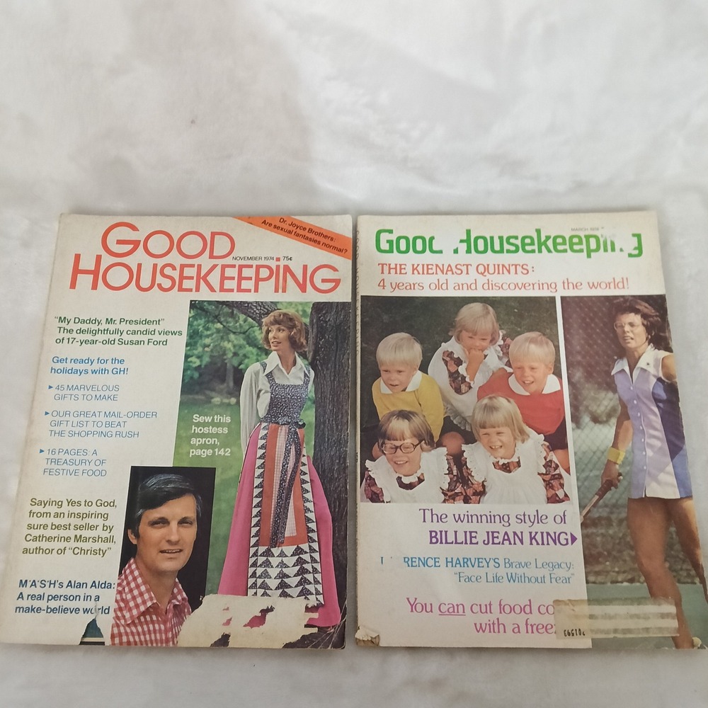 Vtg 1974 Good Housekeeping Magazines March November Billie Jean King Alan Alda